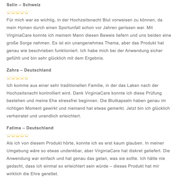 Kundenbewertungen auf der Website des Herstellers.