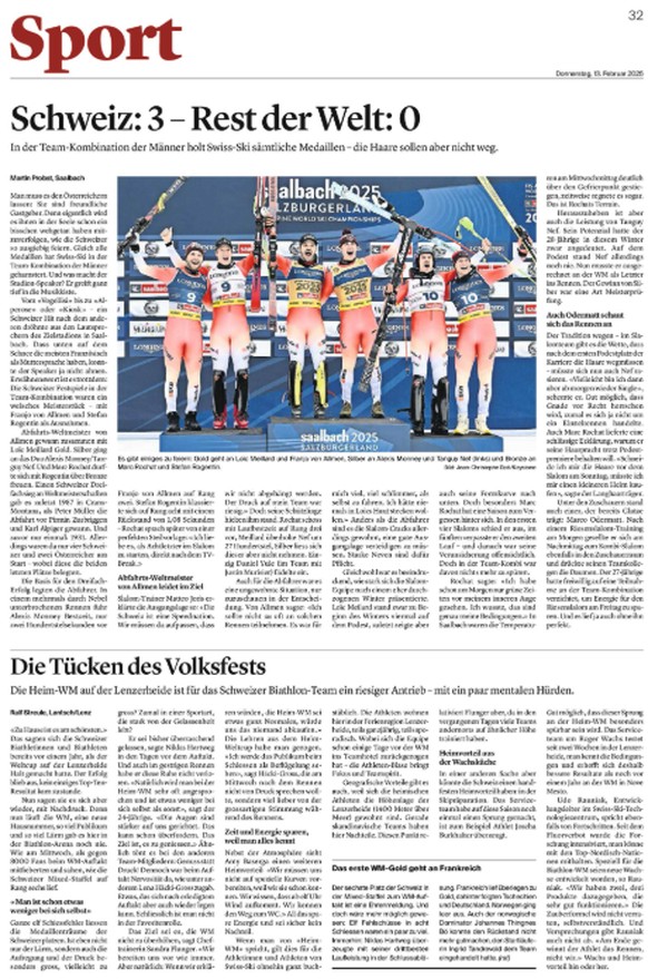 Ski-WM 2025 Presseschau nach Gold, Silber und Bronze für die Schweiz in der Team-Kombination
