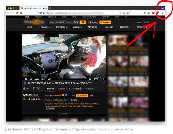 Elon Musk kommentiert Tesla-Porno (mit Autopilot) – und das Internet schäumt über
Scheint mir ein erfahrener Nutzer zu sein...