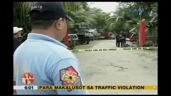 Tatort auf der Insel Mindanao – Aufnahme des philippinschen Fernsehsender GMA News.