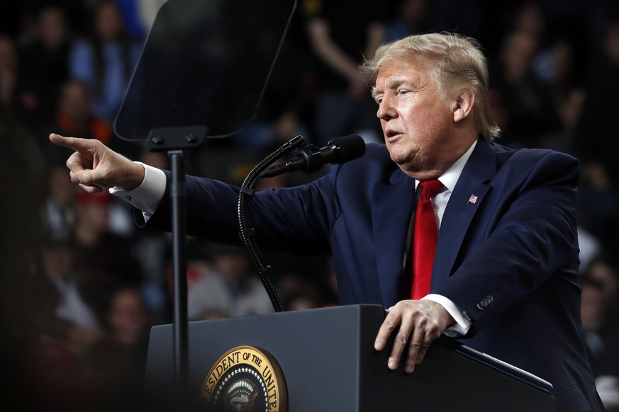 President Donald Trump speaks at a campaign rally, Thursday, Jan. 9, 2020, in Toledo, Ohio. (AP Photo/ Jacquelyn Martin)
Donald Trump