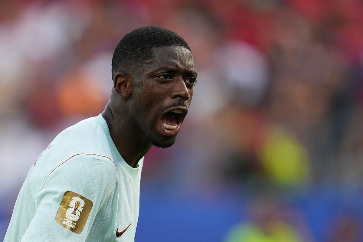 FOXBOROUGH, MASSACHUSETTS - JULY 09: Ousmane Dembele of France looks on during the FIFA World Cup 2026 Quarter Final match between France and Morocco at Boston Stadium on July 09, 2026 in Foxborough,  ...