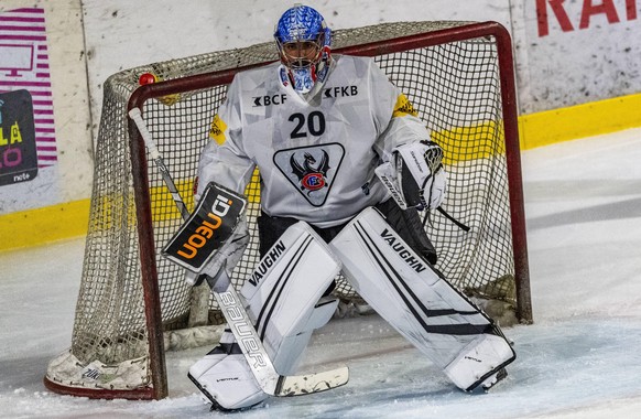 Switzerland: The Coupe des Bains hockey match Yverdon-les-Bains-Switzerland, 08/25/2020: Reto Berra goalkeeper is in action of Hc Fribourg-Gotteron during the Coupe des Bains with Lausanne Hc and Hc F ...