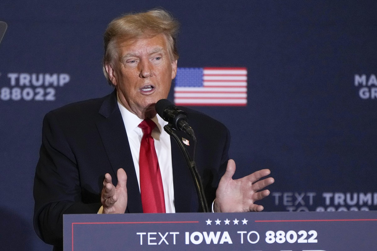 FILE - Former President Donald Trump speaks during a commit to caucus rally, Dec. 13, 2023, in Coralville, Iowa. Trump's lawyers are pressing to have special counsel Jack Smith's team held i ...
