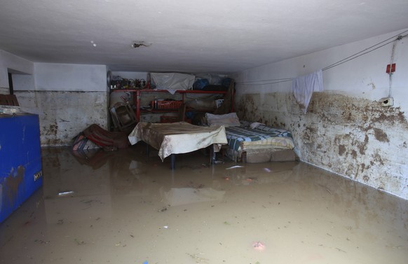 A room in a flooded house after an overnight storm, in the village of Singelic, just east of Skopje, Macedonia, Sunday, Aug. 7, 2016. The Macedonian capital of Skopje has been hit Saturday night by to ...