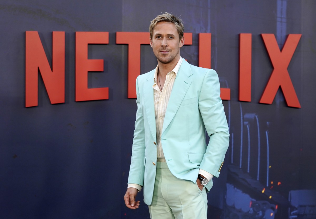Ryan Gosling, a cast member in "The Gray Man," poses at the premiere of the Netflix film, Wednesday, July 13, 2022, at the TCL Chinese Theatre in Los Angeles. (AP Photo/Chris Pizzello)
Ryan  ...