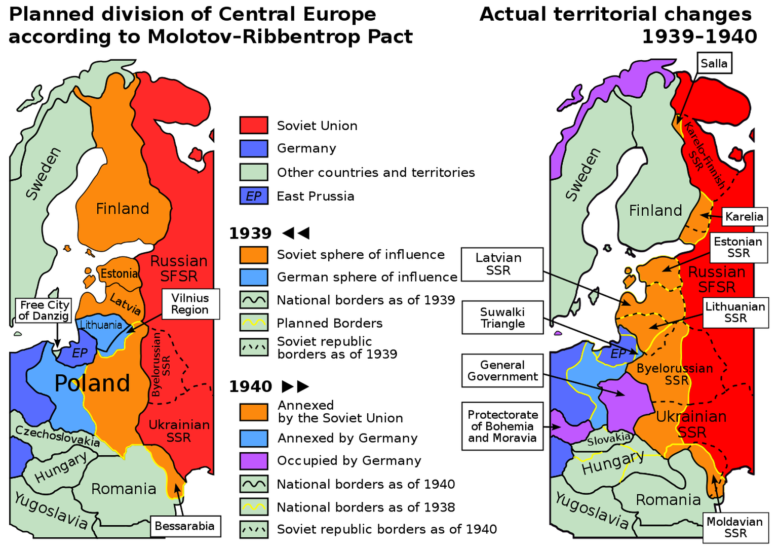 Planned and actual divisions of Europe, according to the Molotov-Ribbentrop Pact, with later adjustments. 
https://upload.wikimedia.org/wikipedia/commons/thumb/4/4c/Ribbentrop-Molotov.svg/1280px-Ribbe ...