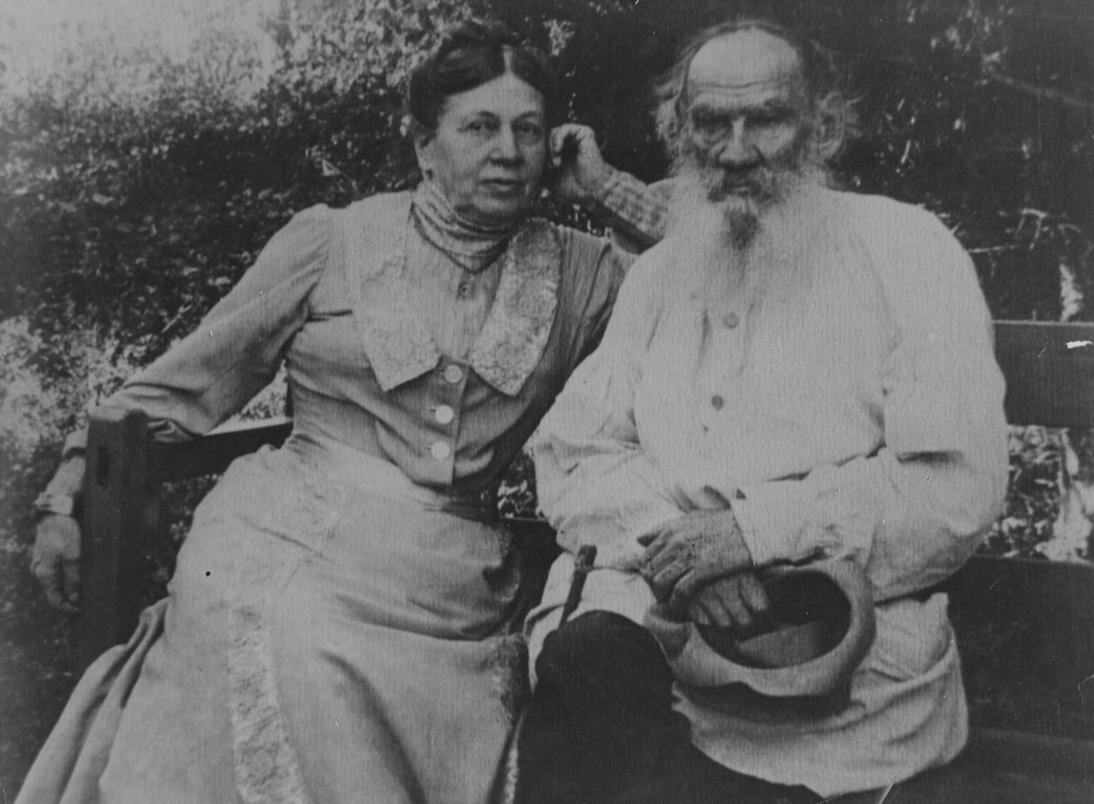 Count Lev Nikolayevich Tolstoy (1828-1910), also known as Leo Tolstoy, Russian novelist, short story writer, philosopher and playwright. Photo Shows: Tolstoy with his wife Countess Sophia Andreyevna T ...