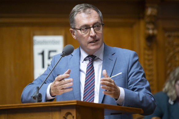Nationalrat Roland Rino Buechel, SVP-SG, spricht an der Herbstsession der Eidgenoessischen Raete, am Montag, 15. September 2025, in Bern. (KEYSTONE/Peter Schneider)