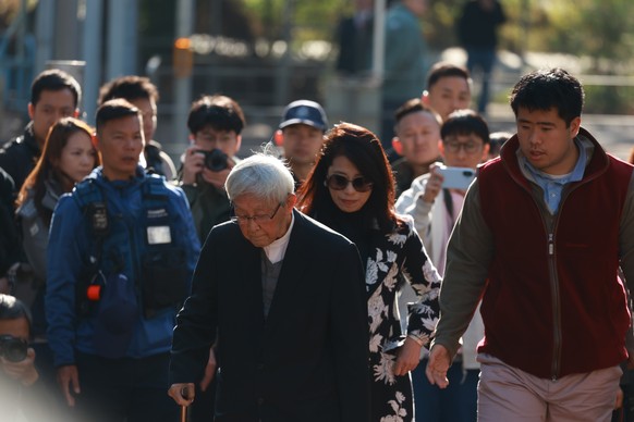 epa12593024 Jimmy Lais family arrives at the West Kowloon Magistrates' Courts Building ahead of a scheduled verdict in the national security trial of pro-democracy media tycoon Jimmy Lai in Hong ...