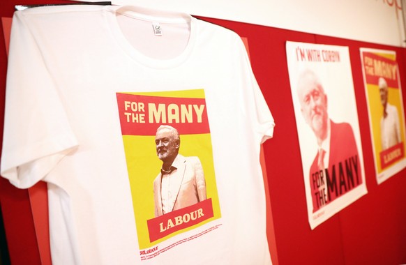 epa06226441 Jeremy Corbyn themed merchandise is sold at the Labour Party Conference in Brighton, Britain, 25 September 2017. Labour&#039;s annual party conference takes place in Brighton from 24 to 27 ...