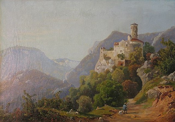 Das Schloss Neu-Bechburg von B. Studer, 1857. Das Ölgemälde hängt im Kunstmuseum Solothurn.&nbsp;
