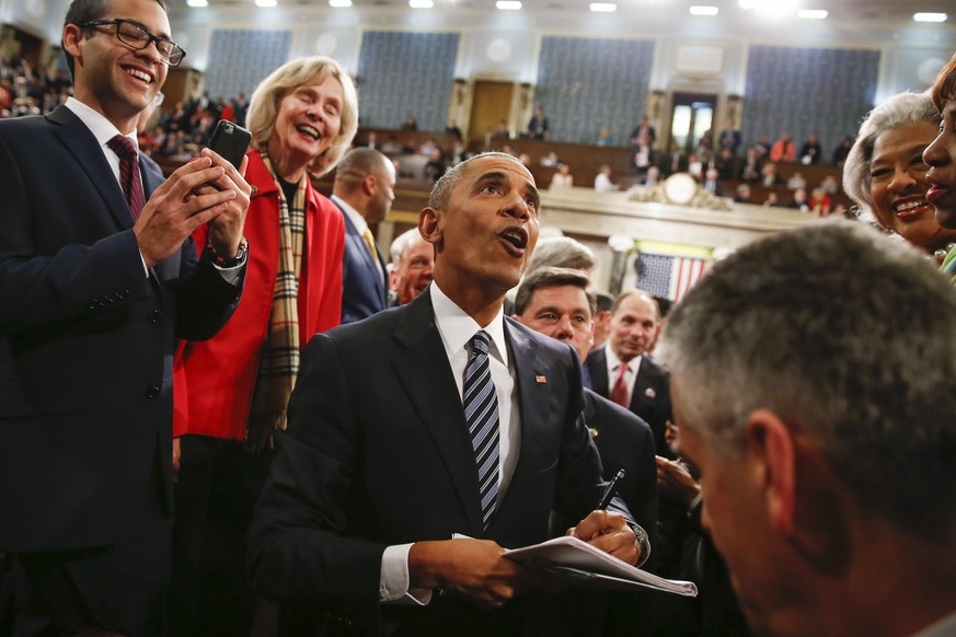 Obama nach seiner Rede: Umjubelt, beklatscht.