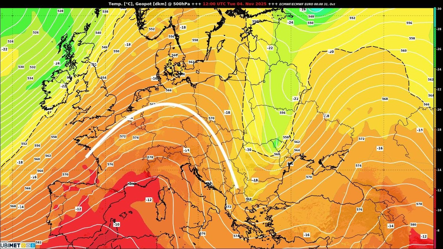 Ab Dienstag schiebt sich ein ausgeprägter Hochdruckrücken über Mitteleuropa.