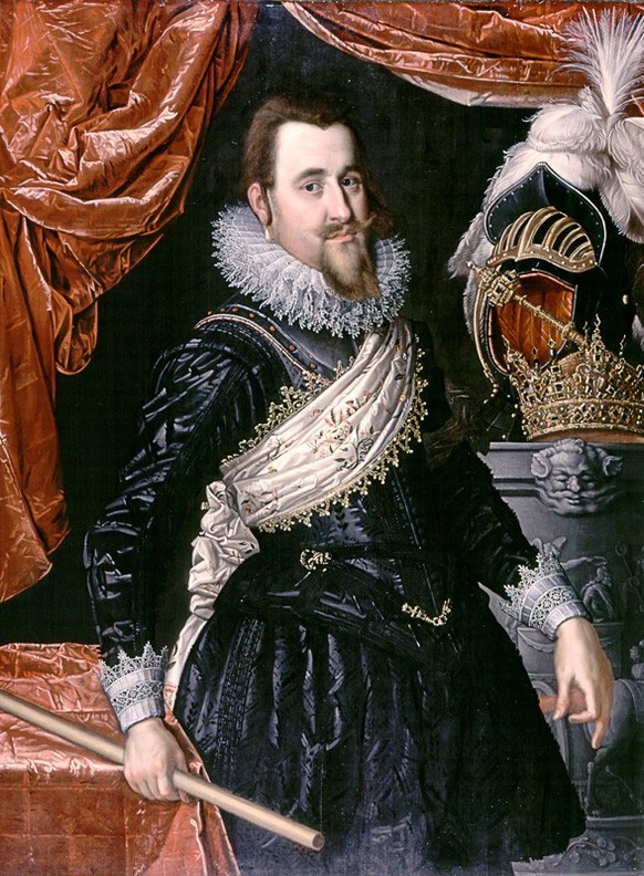 Christian IV., König von Dänemark und Norwegen, Gemälde von Pieter Isaacsz, 1611–1616.