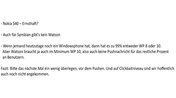 Für diese Handys gibts bald kein WhatsApp mehr 😳
Spannend, dass ihr dafür eine Pushnachricht herausgebt. Diese kann nämlich vermutlich von keiner Person gelesen werden, die ein solches Gerät besitzt: ...