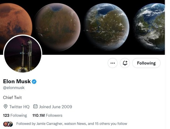 Twitter-Profil Elon Musk