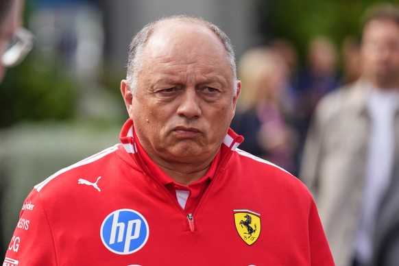 Ferrari team principal Frederic Vasseur walks down the F1 Paddock ahead of the third practice session for the Australian Formula One Grand Prix at Albert Park, in Melbourne, Australia, Saturday, March ...