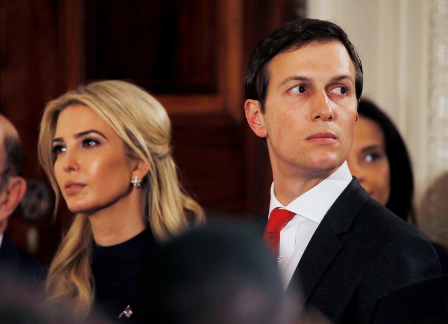 FILE PHOTO -- Ivanka Trump and her husband Jared Kushner watch as German Chancellor Angela Merkel and U.S. President Donald Trump hold a joint news conference in the East Room of the White House in Wa ...