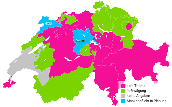 Maskenpflicht an den Schulen nach Kanton