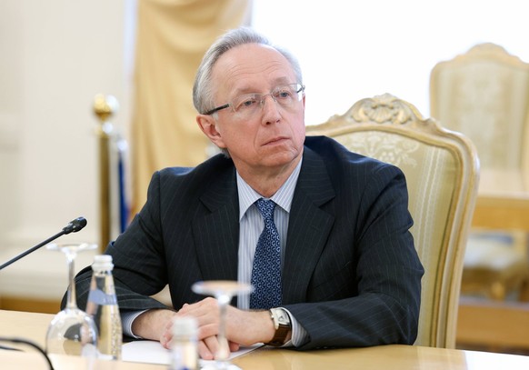 Russia Azerbaijan Armenia 8436971 19.05.2023 In this handout photo released by the Russian Foreign Ministry, Russia s Deputy Foreign Minister Mikhail Galuzin attends a meeting between Russian Foreign  ...