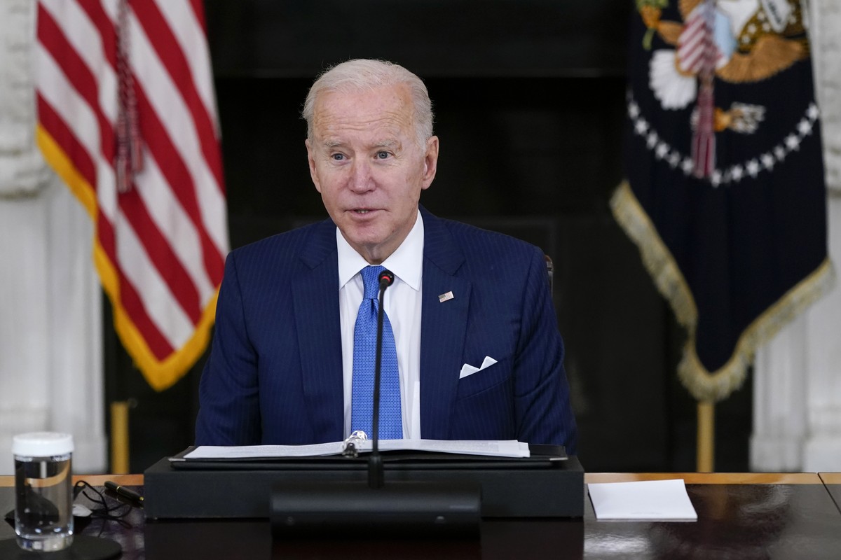 President Joe Biden speaks in the State Dining Room of the White House, Wednesday, Feb. 9, 2022, in Washington. There's a shifting narrative on COVID-19 restrictions across the country among Demo ...