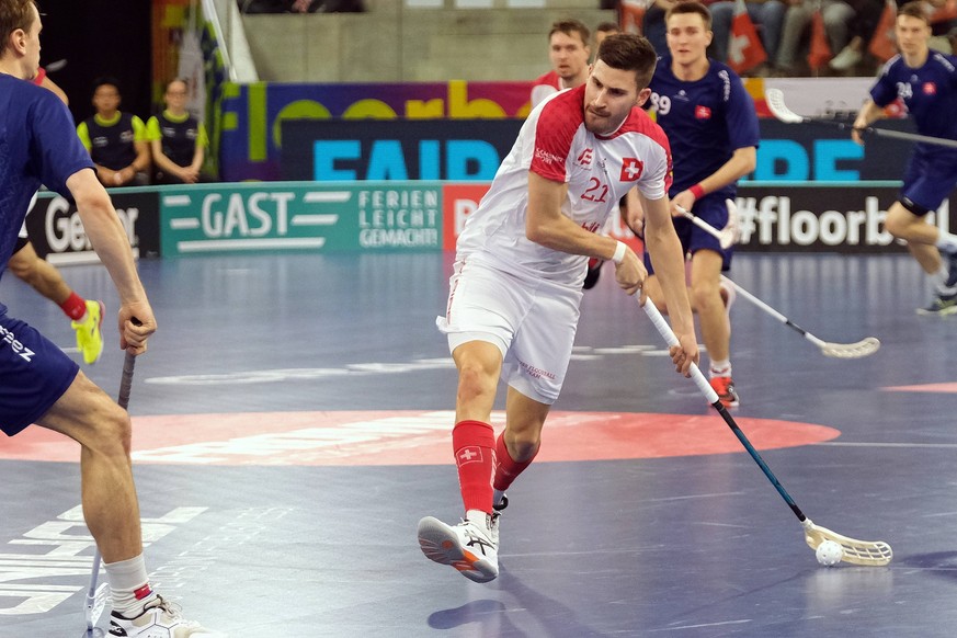 IFF Men s World Floorball Championship 2022 Slovakia vs Switzerland - Switzerland Forward Paolo Riedi 21 Winterthur AXA Arena Zürich Schweiz Copyright: xSergioxBrunettix