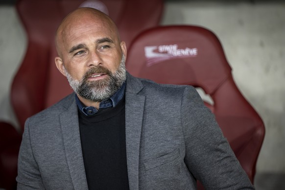 L&#039;entraineur zuerichois Giorgio Contini, lors de la rencontre de football de Super League entre le Geneve Servette FC et le Grasshopper Club Zuerich, GC, ce samedi 16 avril 2022 au stade de Genev ...