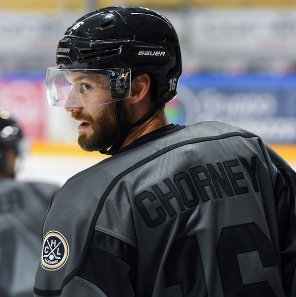 Taylor Chorney, neuer Verteidiger, waehrend des Trainingsauftakts des HC Lugano fuer die Saison 2018/19, am Montag, 13. August 2018, in Lugano. (KEYSTONE/Ti-Press/Davide Agosta)