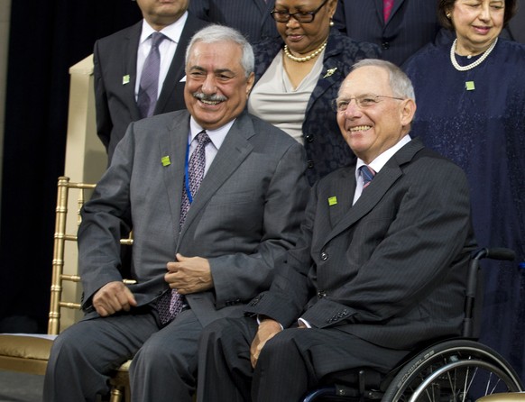 Der saudische Finansminister Ibrahim Abdulaziz Al-Assaf (links) mit Wolfgang Schäuble.