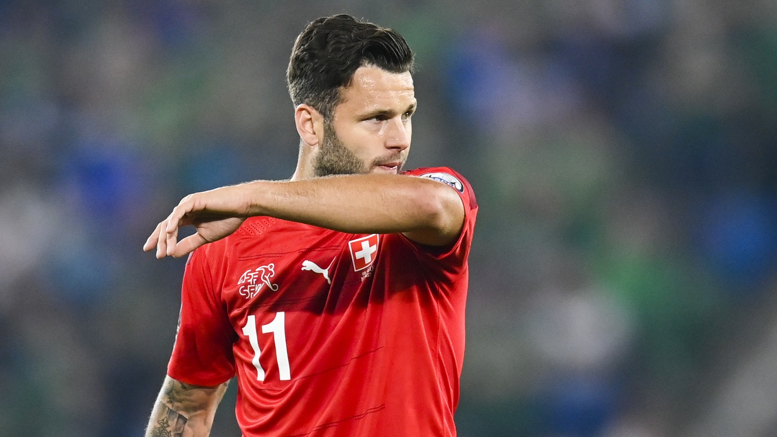 Switzerland&#039;s Renato Steffen during the 2022 FIFA World Cup European Qualifying Group C soccer match between Northern Ireland and Switzerland at Windsor Park stadium in Belfast, Northern Ireland, ...