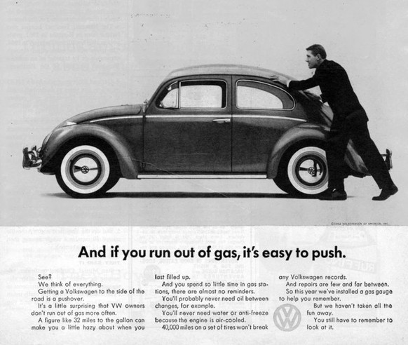 vintage retro vw auto werbung http://www.brandstoryonline.com/volkswagon-ads-years/