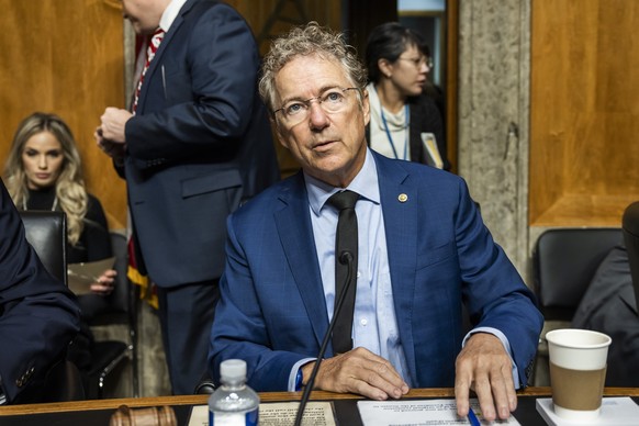 epa13153838 Republican Senator from Kentucky Rand Paul prepares to speak before a Senate Homeland Security Committee vote to hold Dr. Anthony Fauci in contempt of Congress after he declined to answer  ...