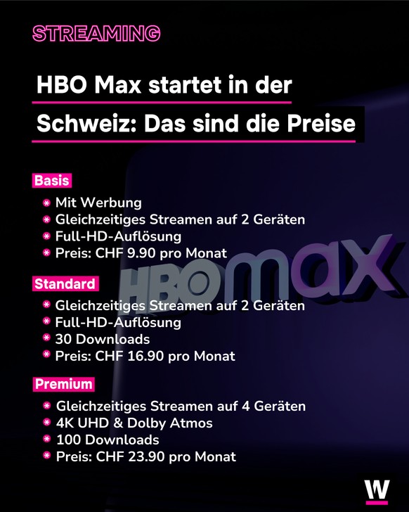 <p>HBO Max gibt es nun auch in der Schweiz.</p>