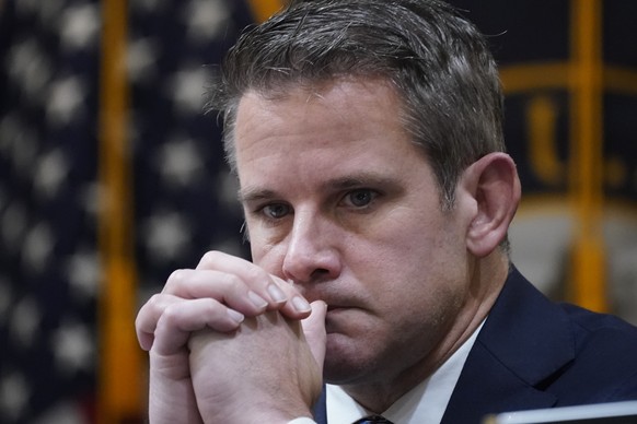 Rep. Adam Kinzinger, R-Ill., listens as the House select committee investigating the Jan. 6, 2021 attack on the Capitol holds a hearing at the Capitol in Washington, Thursday, June 16, 2022. (AP Photo ...