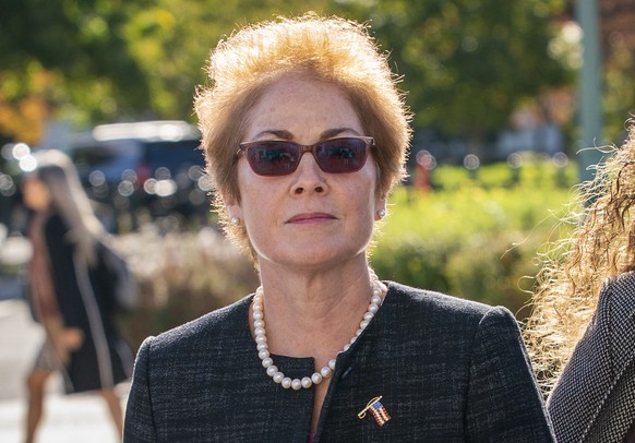 FILE - In this Oct. 11, 2019, file photo, former U.S. ambassador to Ukraine Marie Yovanovitch, arrives on Capitol Hill in Washington. The House impeachment panels are starting to release transcripts f ...