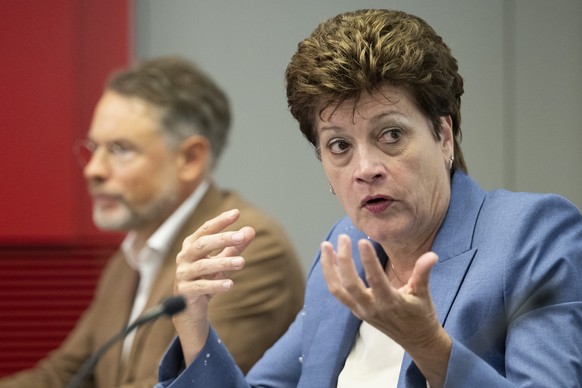 Silvia Steiner, Regierungsraetin Zuerich, Bildungsdirektorin und Praesidentin des Bildungsrats, orientiert an einer Medienkonferenz ueber die Weiterentwicklung der Zuercher Gymnasien, am Freitag, 12.  ...