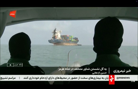 This frame grab of footage aired Wednesday, July 1, 2026, by Iranian state television shows a vessel that ran aground in the Strait of Hormuz. (Iranian state television via AP)
Iran US Fact Focus
