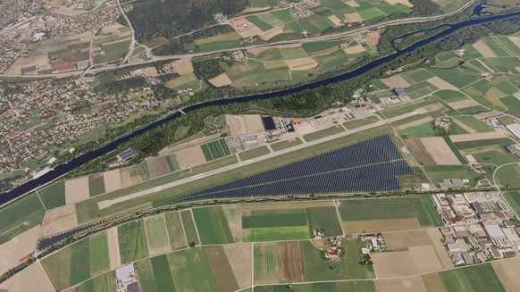 Solaranlage auf dem Flughafen Bern-Belp. Belpmoos BKW