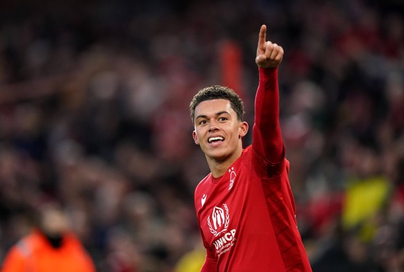 Nottingham Forest v Leicester City - Premier League - City Ground Nottingham Forest s Brennan Johnson celebrates scoring the opening goal during the Premier League match at the City Ground, Nottingham ...