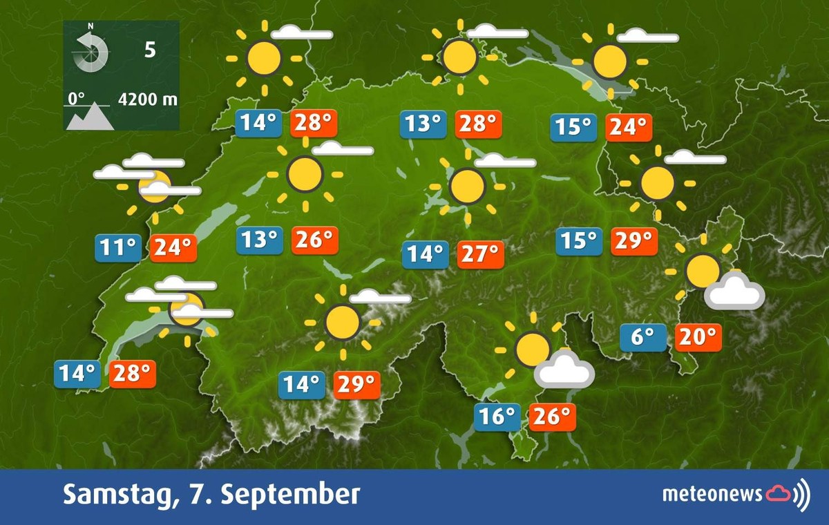 So wird das Wetter am Samstag, 7. September 2024.