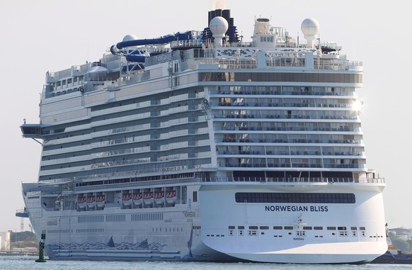 epa09721555 A tourist cruise ship arrives at the port of Cartagena, Colombia, 01 February 2022. The relief of sanitary measures in Colombia allows the return of tourist cruises to Cartagena from 01 Fe ...
