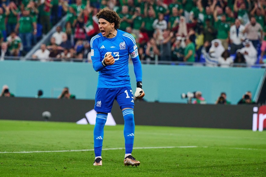 RECORD DATE NOT STATED FIFA World Cup, WM, Weltmeisterschaft, Fussball Qatar 2022 Mexico vs Poland Guillermo Ochoa of Mexico saves a penalty on Robert Lewandowski of Poland during the game Mexican nat ...