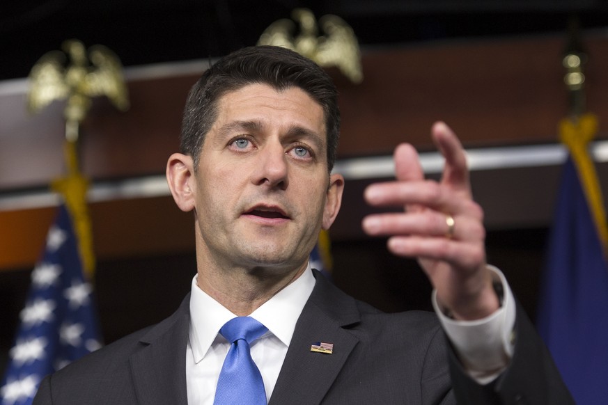 FILE - In this May 12, 2016, file photo, House Speaker Paul Ryan of Wis. speaks with reporters on Capitol Hill in Washington, following his meeting with Republican presidential candidate Donald Trump. ...