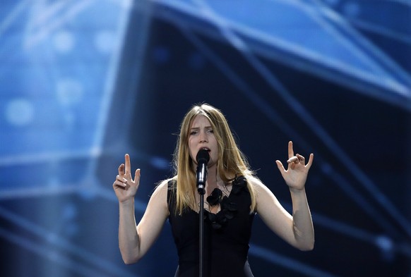 epa05959713 Blanche from Belgium performs the song &#039;City Lights&#039; during rehearsals for the Grand Final of the 62nd annual Eurovision Song Contest (ESC) at the International Exhibition Centre ...