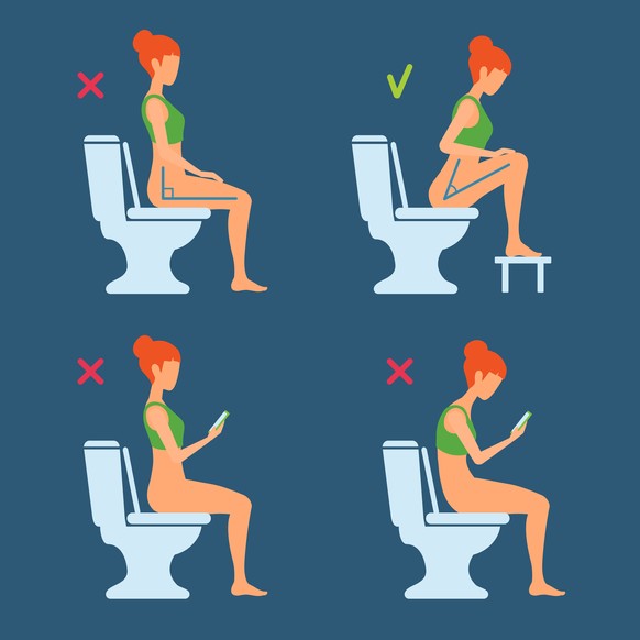 Stuhlgang mit Toilettenhocker: Laut Ärzten die optimale Sitzposition auf dem Thron. 