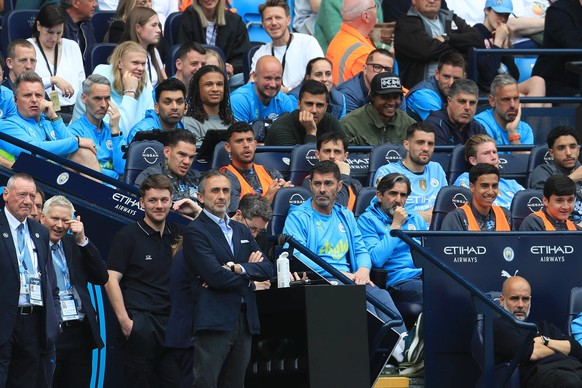 12th April 2025 Etihad Stadium, Manchester, England Premier League Football, Manchester City versus Crystal Palace Erling Haaland of Manchester City follows the action from his seat behind the substit ...