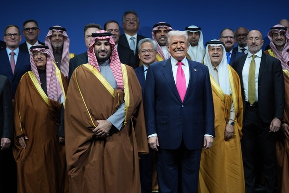 President Donald Trump with Saudi Arabia&#039;s Crown Prince Mohammed bin Salman, during the Saudi Investment Forum with Saudi Arabia&#039;s Crown Prince Mohammed bin Salman at the Kennedy Center, Wed ...