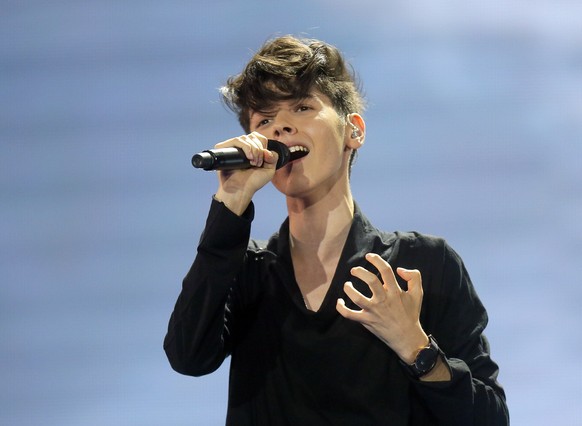 Kristian Kostov from Bulgaria performs the song &quot;Beautiful Mess&quot; during rehearsals for the Eurovision Song Contest, in Kiev, Ukraine, Wednesday, May 10, 2017. The final of The Eurovision Son ...