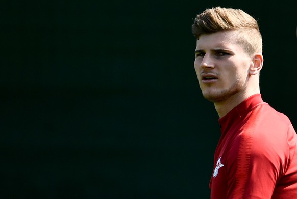 epa07596460 Leipzig&#039;s Timo Werner during a training session in Leipizg, Germany, 24 May 2019. RB Leipzig will face FC Bayern Munich in the DFB Cup final on 25 May 2019 in Berlin. EPA/FILIP SINGER